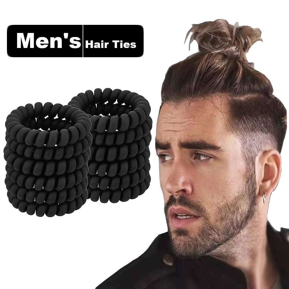 Tech Accessories For Men - ربطات شعر حلزونية سوداء غير لامعة،